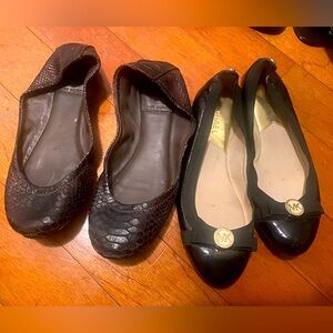 Preowned tory burch & michael kors ballet shoes size 6.